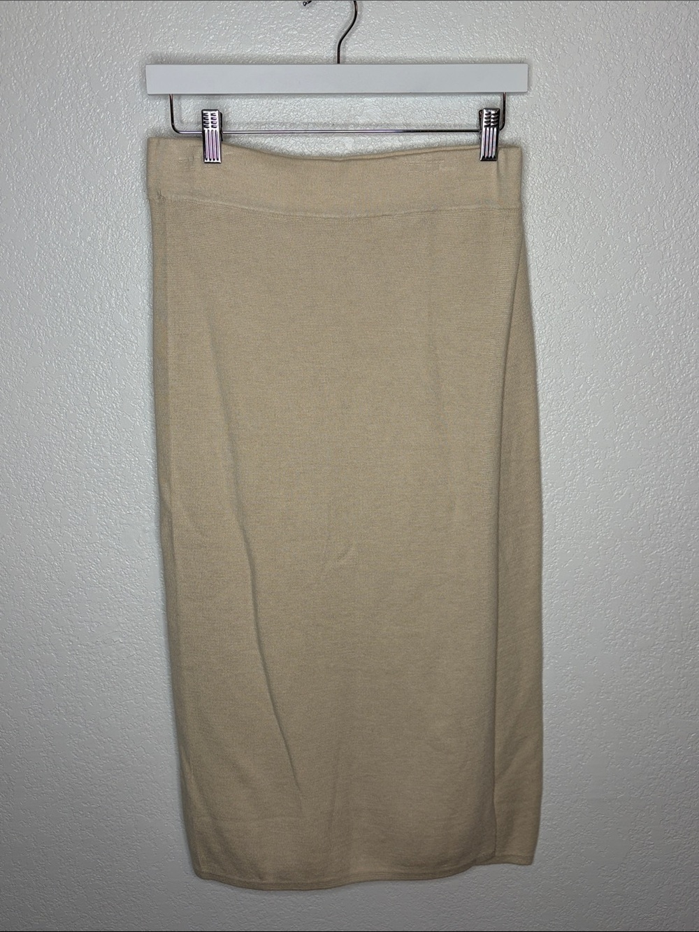 Banana Republic Cream Modal Blend Knit Midi Wrap Skirt Size Small Career Wear
